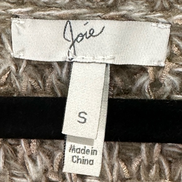 Joie Tan Alessa Sweater Loose Knit Crew Neck Brown Small Quiet Luxury Boho Chic - Picture 5 of 10